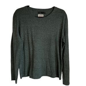 prAna Cozy Up Tee Top Long Sleeve Hemp Blend Green Sz M Granola Girl Gorpcore